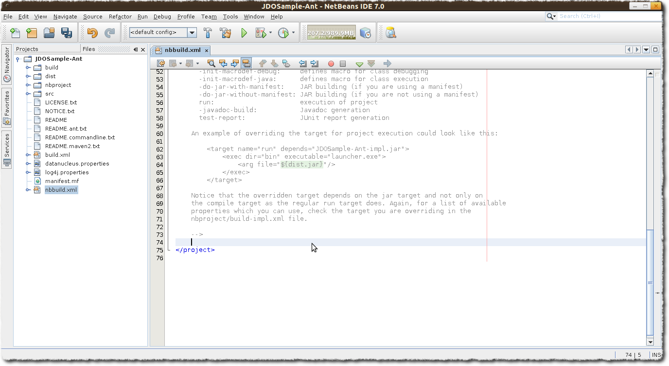 sample ant netbeans